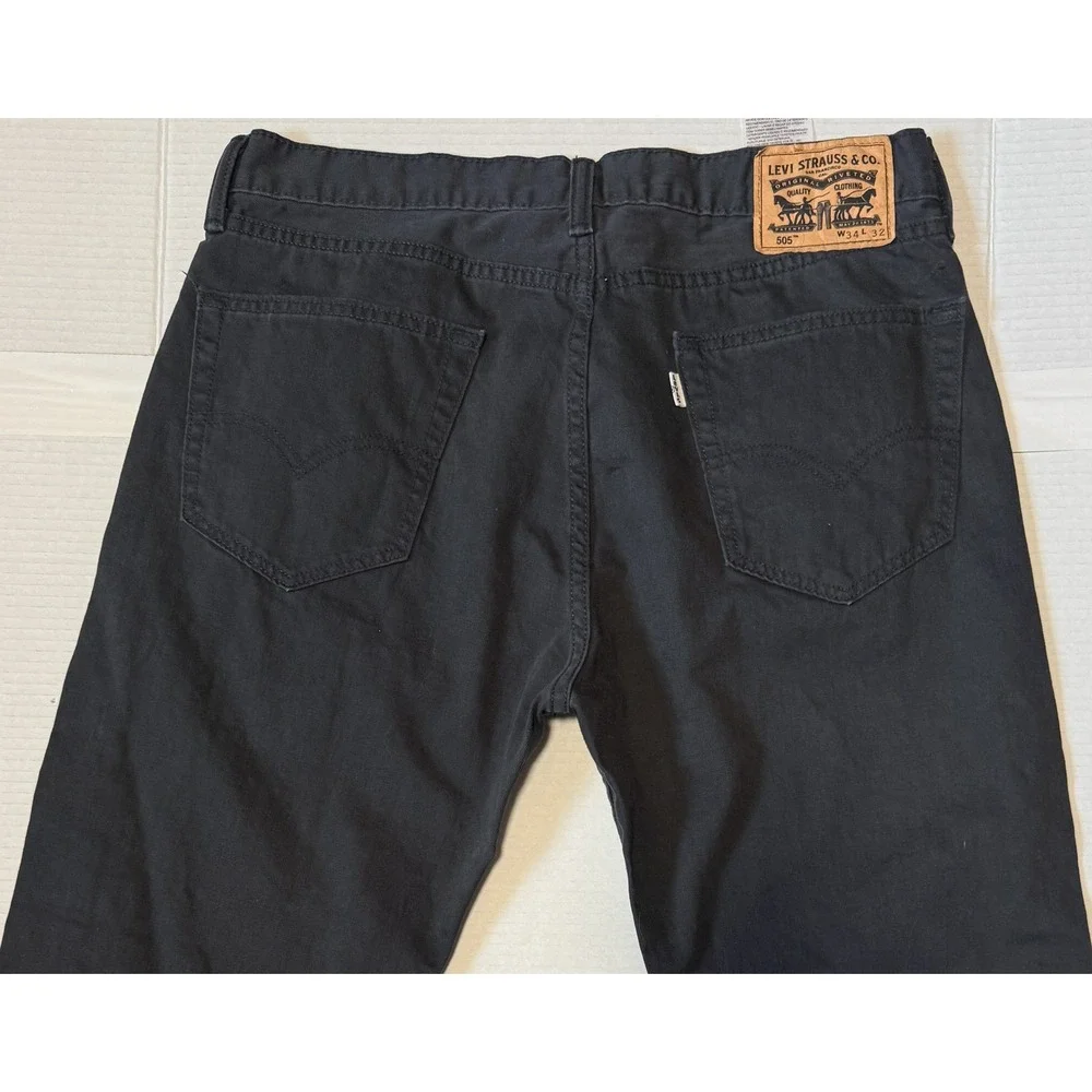 LEVI'S 505 - Men's Regular Fit Straight Leg Denim Black Jeans - Size 34x32